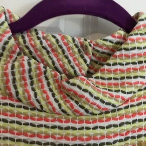 Milly of NY - Tweed Mock Neck Sleeveless Bright Citrus Colorful Mini/Midi Dress - Picture 3 of 15